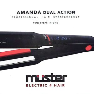 Plancha de Pelo Profesional Muster Amanda Dual Action - Doble Placa de Titanio y Cerámica con Generador de Iones